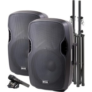 Gemini PA-SYS15 Dual Speaker PA Package w/ Speaker Stands and Microphone